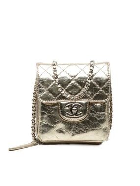 CHANEL Metallic Quilted Mini Crossbody Bag in Shimmery Gold